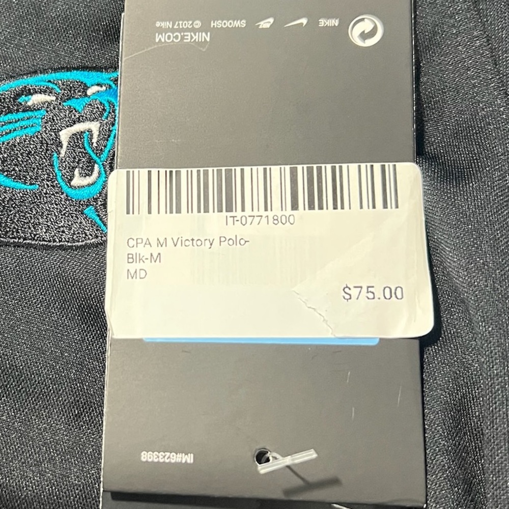 Nike Dri-FIT Carolina Panthers NFL victory Polo shirt black size medium football - Picture 11 of 14